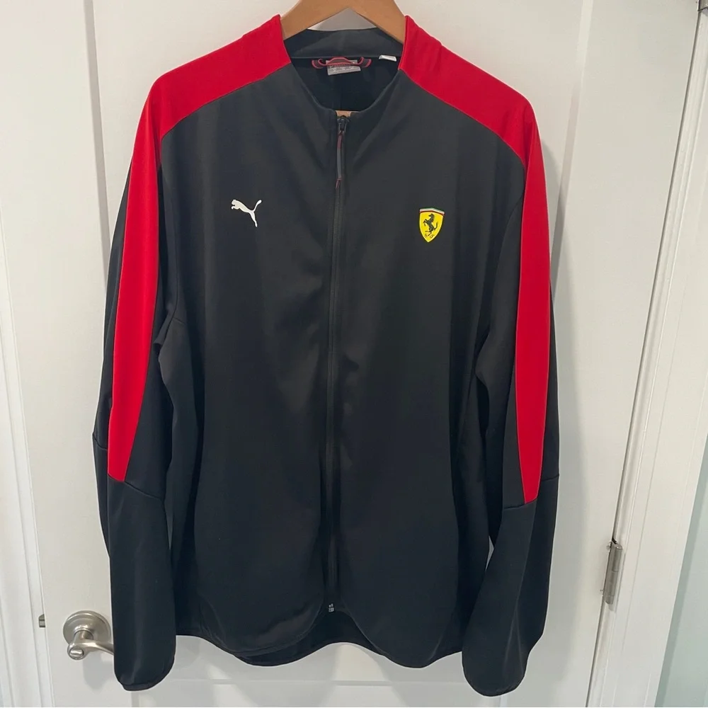 PUMA Scuderia Ferrari T7 Black Red Full Zip Pockets Racing Track Jacket (XL) - Picture 12 of 13